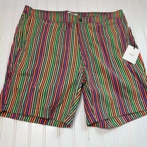 Onia Calder Mens Swimsuit Striped Large Swim Trunks Shorts XXL 7 In NEW 556